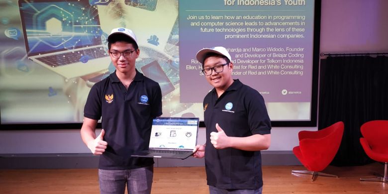 Nicholas Rahardja dan Marco Widodo, siswa British School Jakarta merilis platform BelajarCoding.online (27/10/2018).