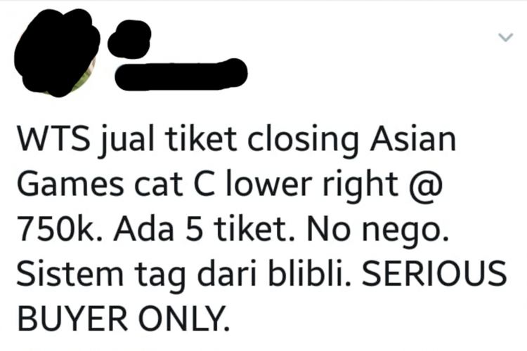 Tiket closing asian games dijual calo dengan harga dua kali lipat