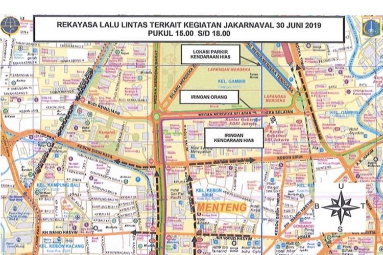Rute rekayasa lalu lintas saat Jakarnaval 2019, Minggu (30/6/2019)