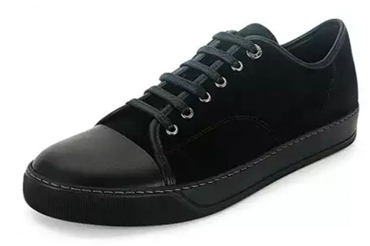 Lanvin Mens Cap-Toe Leather Low-Top