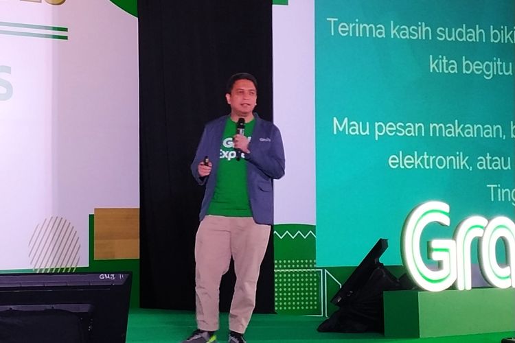 President of Grab Indonesia Ridzki Kramadibrata dalam sebuah acara di kawasan Kuningan, Jakarta, Kamis (25/7/2019). 