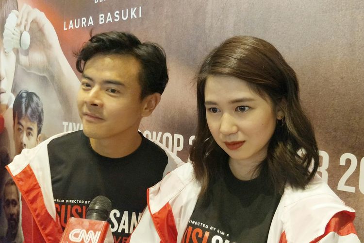 Artis peran Laura Basuki dan rekan seprofesinya Dion Wiyoko dalam jumpa pers di Metropole XXI, Jakarta Pusat, Rabu (18/9/2019).