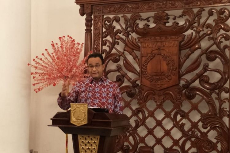 Gubernur DKI Jakarta Anies Baswedan di Balai Kota DKI Jakarta, Jalan Medan Merdeka Selatan, Senin (28/1/2019).