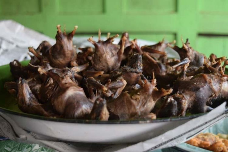 Kuliner Kelelawar atau Codot Goreng di Kecamatan Panggang, Gunungkidul, Yogyakarta.
