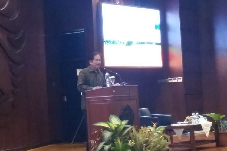 Menteri ATR/Kepala BPN Sofyan A Djalil saat memberi kuliah umum di kampus Universitas Indonesia, Depok, Senin (17/12/2018).
