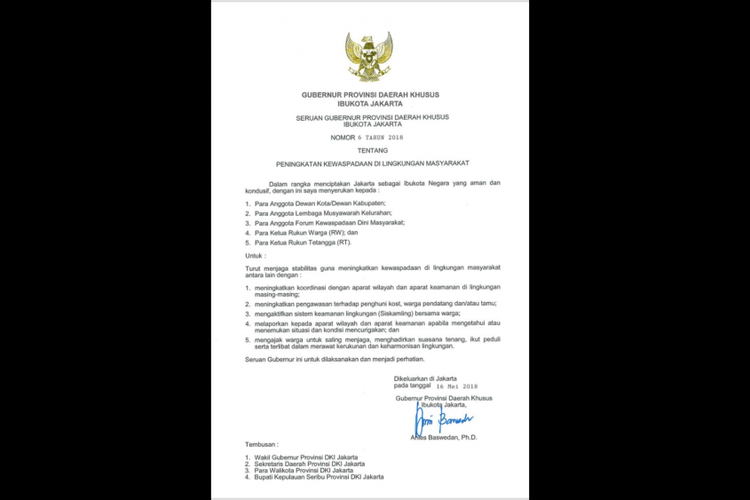 Bidik layar surat Seruan Gubernur DKI Jakarta