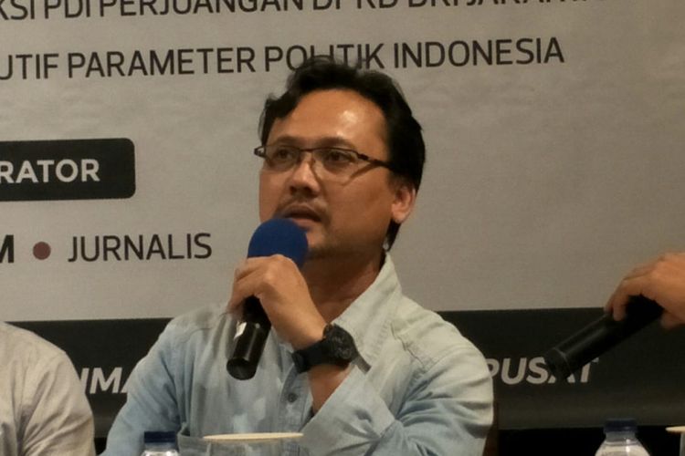 Wakil Ketua DPD Partai Gerindra DKI Jakarta Ahmad Sulhy dalam sebuah diskusi di kawasan Cikini, Jakarta Pusat, Rabu (12/12/2018).