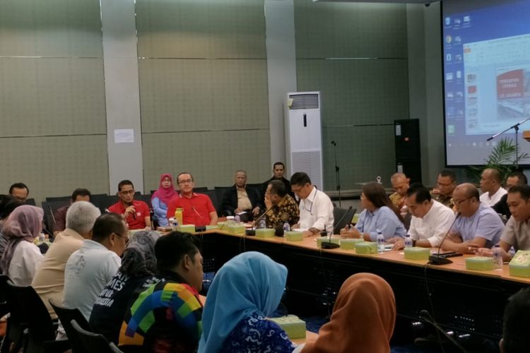 Wakil Gubernur DKI Jakarta Sandiaga Uno dalam rapat persiapan Asian Games di Balai Kota DKI Jakarta, Jalan Medan Merdeka Selatan, Sabtu (4/8/2018).