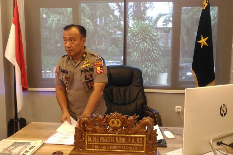Kepala Biro Penerangan Masyarakat Humas Brigjen (pol) Dedi Prasetyo di Gedung Humas Mabes Polri, Jakarta, Senin (24/12/2018). 