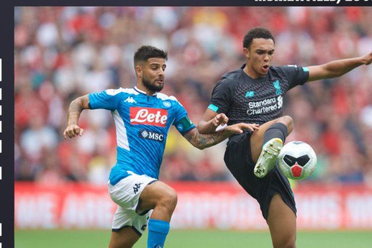 Liverpool vs Napoli saling beradu pada laga uji coba pramusim di Stadion Murrayfield, Edinburgh, 28 Juli 2019. 