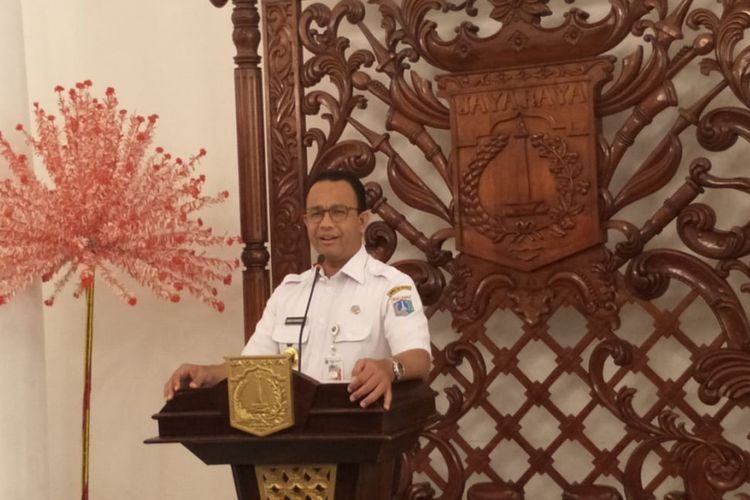 Gubernur DKI Jakarta Anies Baswedan di Balai Kota DKI Jakarta, Jalan Medan Merdeka Selatan, Rabu (9/1/2019).