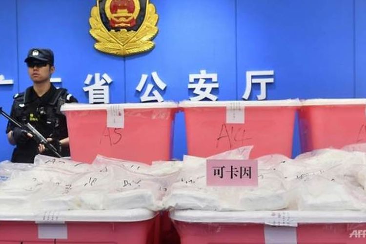 1,3 Ton kokain yang dikirim dari Amerika Selatan diamankan Polisi China.