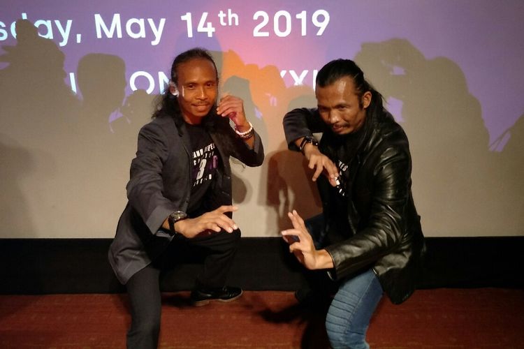 Aktor laga Yayan Ruhian dan Cecep Arif Rahman dalam jumpa pers film John Wick 3 di Plaza Indonesia, kawasan MH Thamrin, Jakarta Pusat, Selasa (14/5/2019).