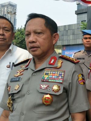 Kapolri Jenderal Tito Karnavian dan Kapolda Metro Jaya Irjen Idham Azis saat ditemui di Gedung Promoter, Mapolda Metro Jaya, Senin (6/8/2018).