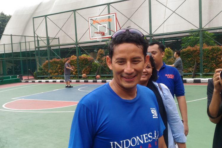 Calon wakil presiden nomor urut 02, Sandiaga Uno, di GOR Bulungan, Jakarta Selatan, Rabu (13/2/2019). 