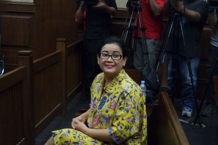 Miryam S Haryani sebelum menjalani sidang pembacaan tuntutan di Pengadilan Tipikor Jakarta, Senin (23/10/2017).