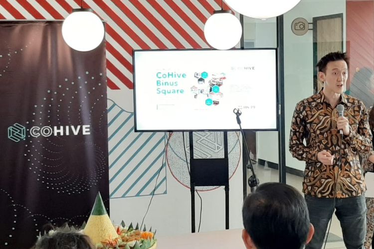 Co-founder and CEO CoHive Jason Lee dalam peresmian coworking space CoHive di Binus Square, Jakarta, Kamis (22/8/2019).