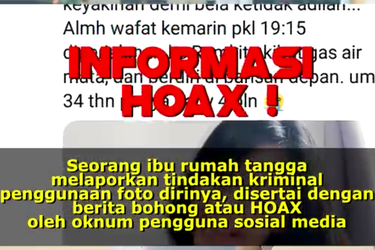 Hasil tangkapan layar video klarifikasi Febina Pricilia, warga Tangerang Selatan yang fotonya dicomot untuk pemberitaan korban tewas kerusuhan di Bawaslu