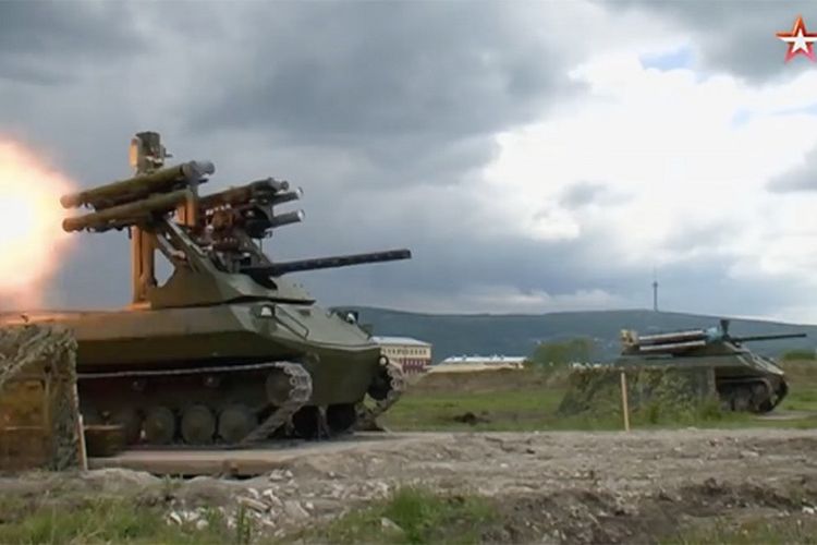 Tank tanpa awak Ural-9 buatan Rusia.