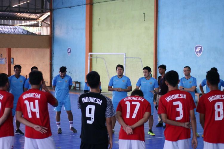 Timnas futsal Indonesia saat melakukan persiapan jelang Piala AFF Futsal 2019. 
