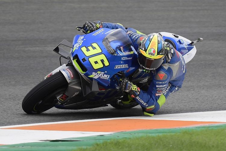 Joan Mir saat berlaga di MotoGP Eropa. 