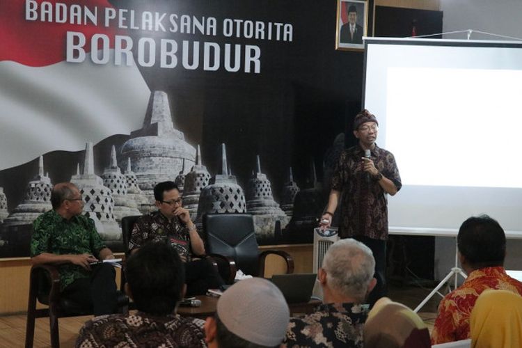 Acara bedah buku yang digelar Pusat Studi Pariwisata (Puspar) Universitas Gadjah Mada (UGM) Kamis (9/5/2019) di Kantor Badan Otorita Borobudur, Yogyakarta.