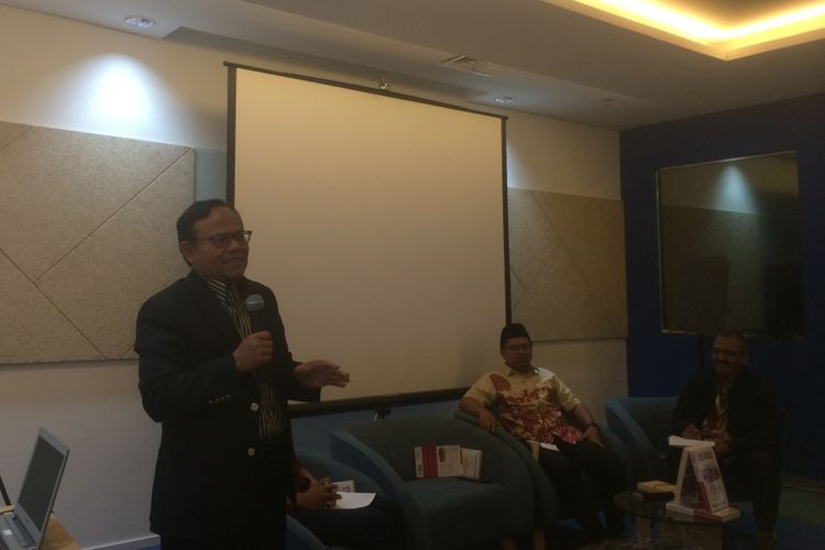 Komaruddin Hidayat saat peluncuran dan diskusi buku “Turki Revolusi Tak Pernah Berhenti” karya wartawan Trias Kuncahyono di Menara Kompas, Jakarta, Rabu (23/5/2018).