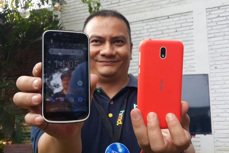 Nokia 1, produk terbaru HMD Global selaku pemegang merk smartphone Nokia saat peluncuran di Kota Malang, Selasa (7/8/2018) 