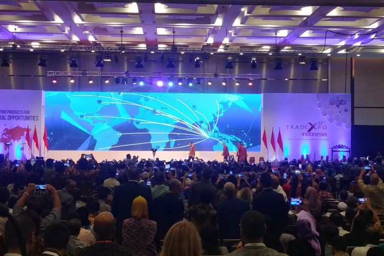 Presiden Jokowi saat membuka Trade Expo Indonesia (TEI) ke-33 Tahun 2018, di ICE, BSD, Tangerang Selatan, Rabu (24/10/2018). 