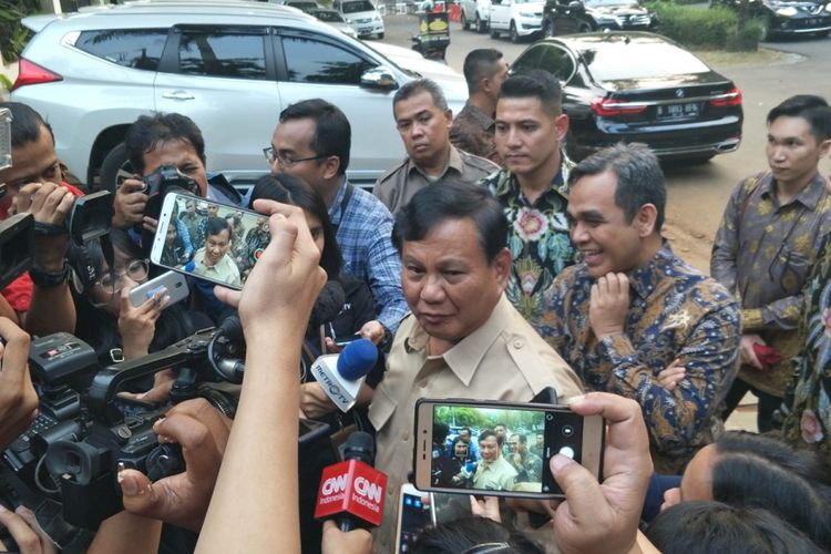 Ketua Umum Partai Gerindra Prabowo Subianto saat ditemui di kediamannya, Kebayoran Baru, Jakarta Selatan, Selasa (17/7/2018).