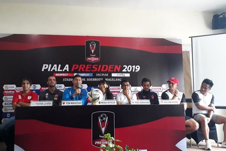 Suasana konferensi pers Piala Presiden 2019 di Hotel Safira, Magelang, Selasa (5/3/2019).
