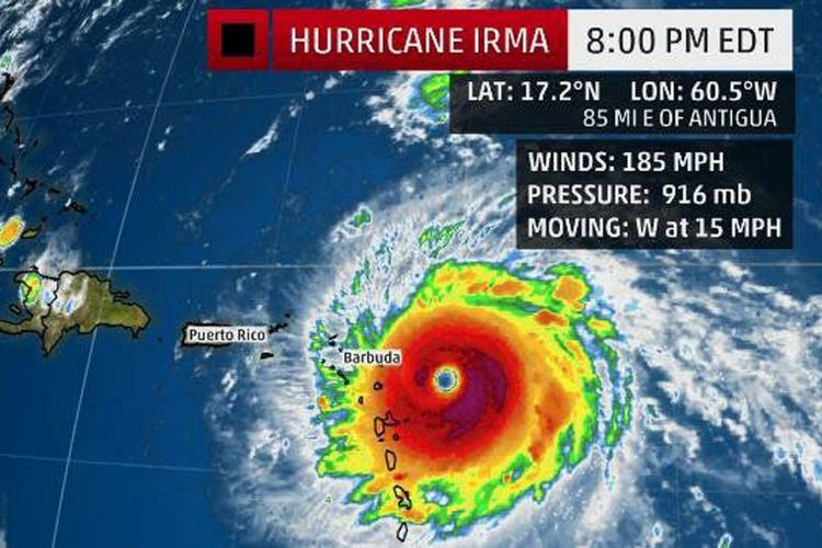 Badai IRMA yang kecepatan anginnya diperkirakan lebih dari 250Km/Jam akan melanda wilayah Amerika Serikat