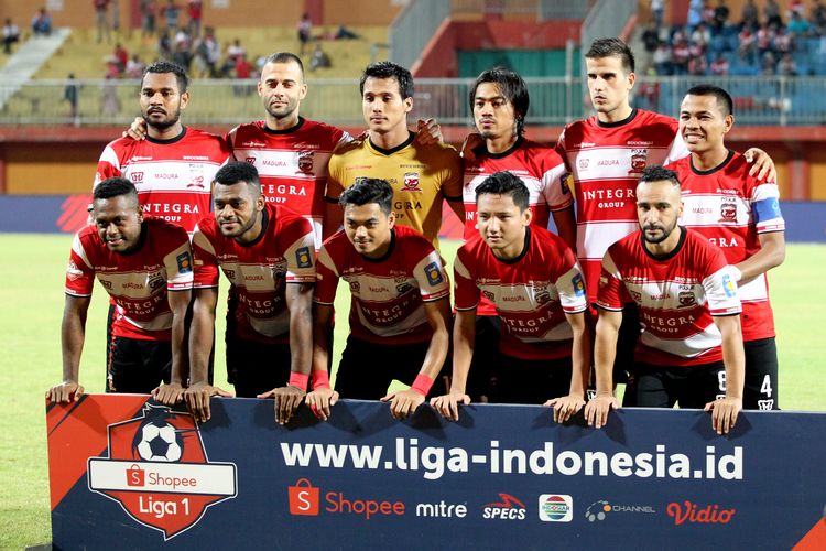 Susunan pemain Madura United pada Pekan 17 Liga 1 2019 di Stadion Gelora Madura Ratu Pamelingan Pamekasan, Jawa Timur, Minggu (01/09/2019) malam.
