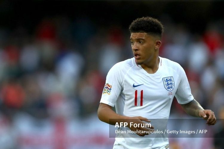 GUIMARAES, PORTUGAL - JUNE 06: Jadon Sancho of England in action during the UEFA Nations League Semi-Final match between the Netherlands and England at Estadio D. Afonso Henriques on June 06, 2019 in Guimaraes, Portugal. (Photo by Dean Mouhtaropoulos/Getty Images) 
Dean Mouhtaropoulos / GETTY IMAGES EUROPE / Getty Images/AFP