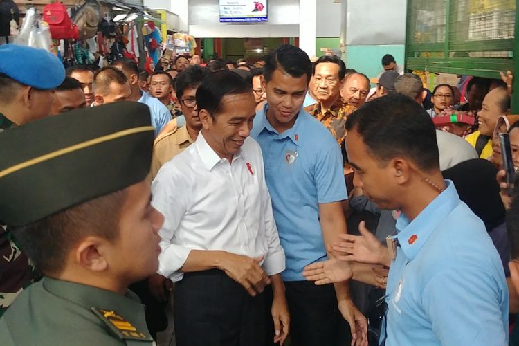 Presiden Joko Widodo blusukan di Pasar Kranggan, Yogyakarta, Rabu (25/7/2018)