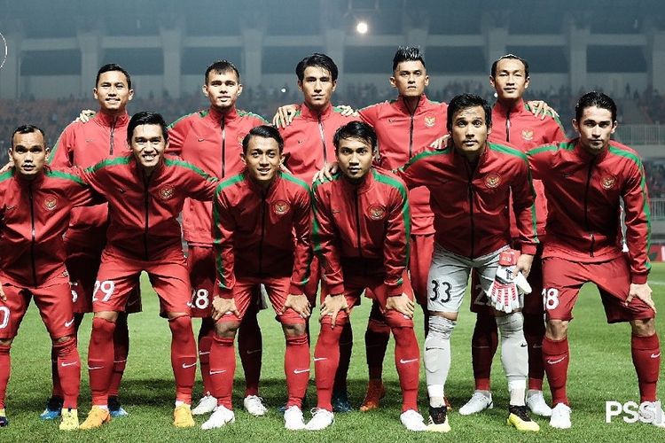 Starter timnas U-23 Indonesia pada laga melawan Thailand di Stadion Pakansari, 3 Juni 2018.