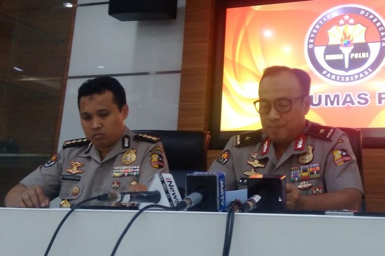 Kepala Biro Penerangan Masyarakat Divisi Humas Polri Brigjen Pol Dedi Prasetyo di Gedung Humas Mabes Polri, Jakarta Selatan, Senin (7/1/2019).