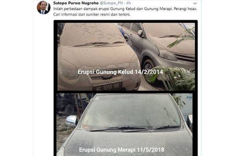 Foto mobil berselimutkan abu yang disebut abu vulkanik dari erupsi Gunung Merapi pada Jumat (11/5/2018) beredar dan ramai diperbincangkan di media sosial.