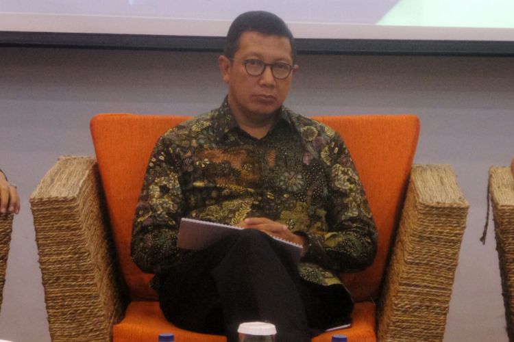 Menteri Agama Lukman Hakim Saifuddin dalam sebuah diskusi bertajuk Manfaat Investasi Dana Haji untuk Umat di gedung Kementerian Komunikasi dan Informatika, Jakarta Pusat, Sabtu (5/8/2017).