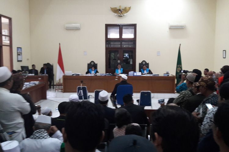 Suasana persidangan lanjutan gugatan HTI atas Kementerian Hukum dan HAM soal pencabutan izin organisasi di PTUN, Jakarta Timur, Kamis (1/2/2018).