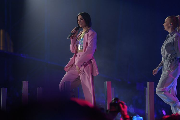 Dua Lipa pada acara Lazada Super Party di ICE, BSD, Selasa (26/3/2019)