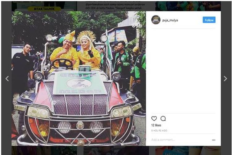 Pernikahan dua pengemudi ojek online Go-Jek di Medan, Sumatera Utara, ramai diperbincangkan di media sosial. 