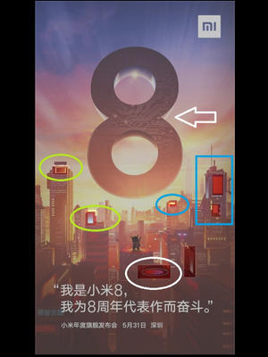 Poster Peluncuran Xiaomi Mi 8 yang diduga menyembunyikan petunjuk produk lain Xiaomi yang meluncur 31 Mei 2018