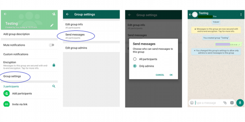 Cara mengatur bungkam percakapan bagi admin grup WhatsApp