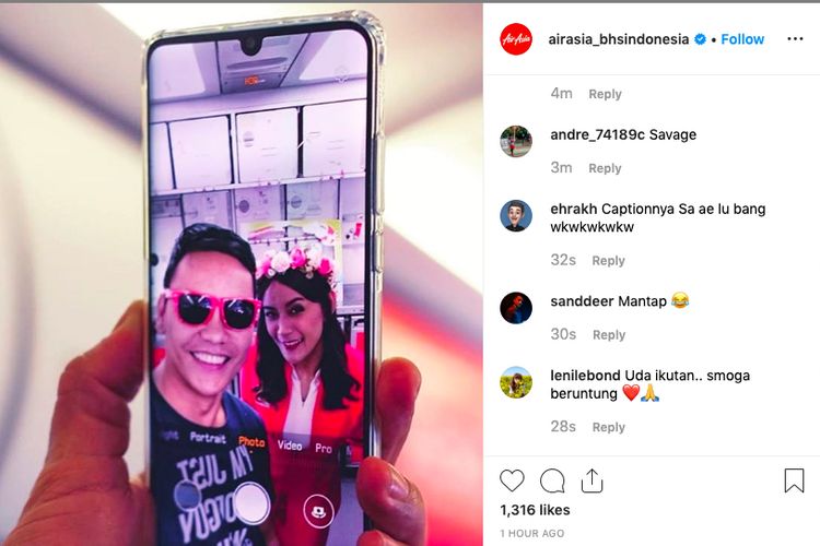 Kontes foto AirAsia di Instagram.