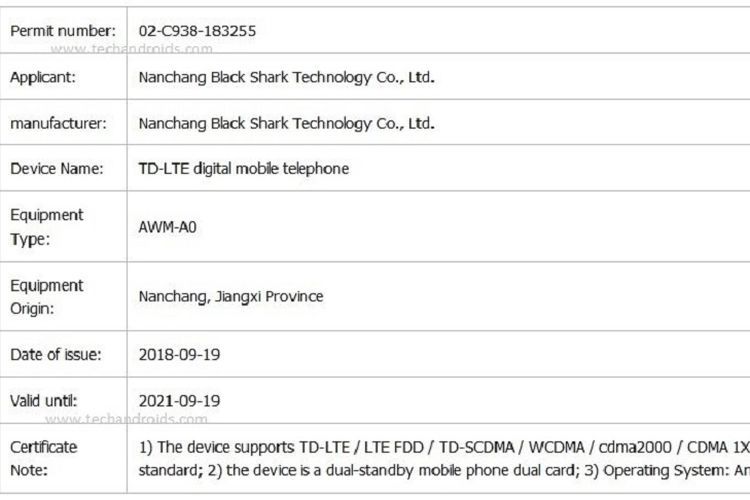Bocoran spesifikasi Xiaomi Black Shark 2 muncul di halaman TENAA