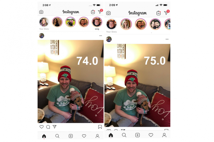 Ilustrasi Instagram 74 dan 75, perbedaannya