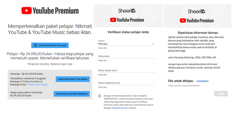 Cara berlangganan paket pelajar di YouTube Premium.