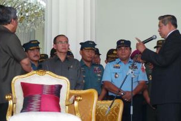 Presiden SBY saat gladi bersih Upacara HUT RI, Kamis (15/8/2013), di Istana Merdeka, Jakarta. 