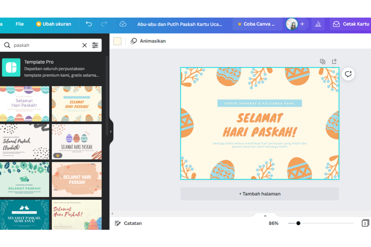 Kartu ucapan Paskah dengan Canva